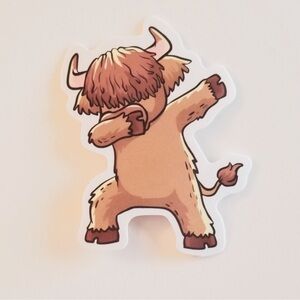 Dabbing Highland Cow Sticker